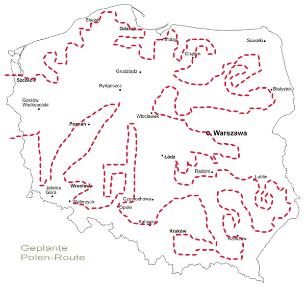 Geplante Route in Polen