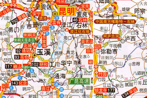 Yunnan-Straßenkarte